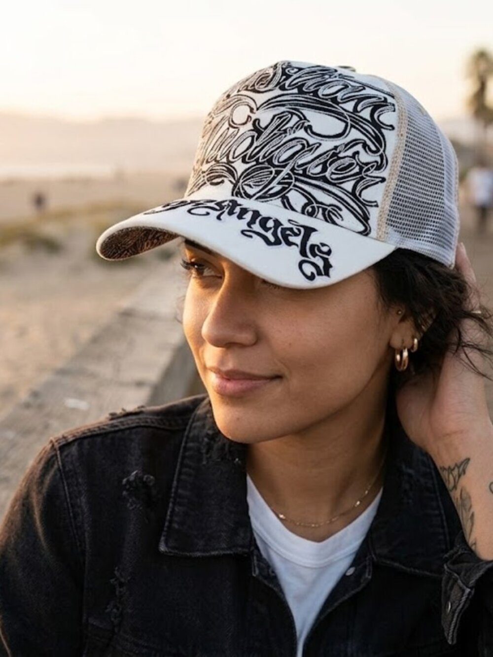 Christian Audigier Hat City of Angels Custom Embroidered Trucker Cap Y2K NOS